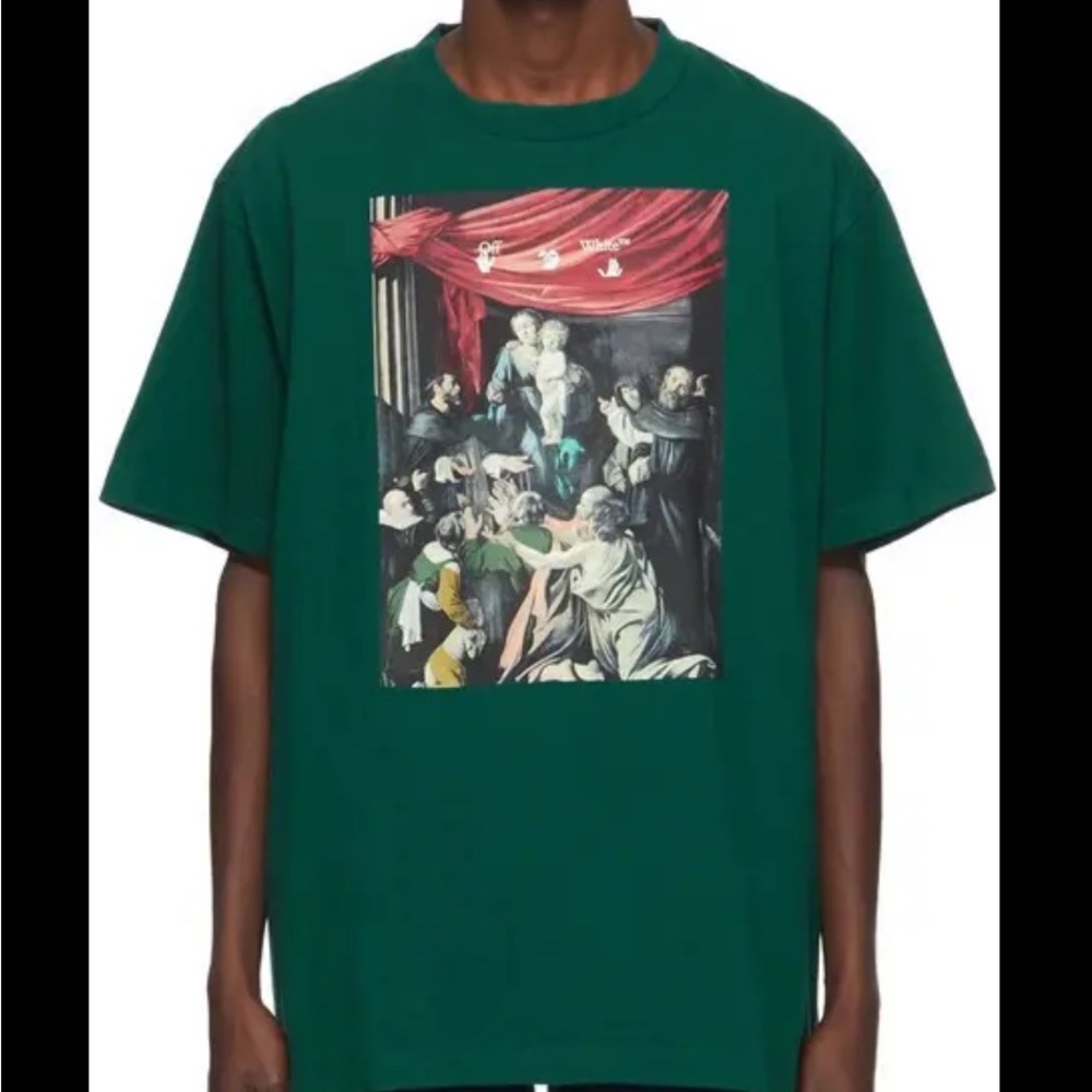 Authentic Off White Caravaggio Painting Men’s Green Tee Large Virgil Abloh 2013